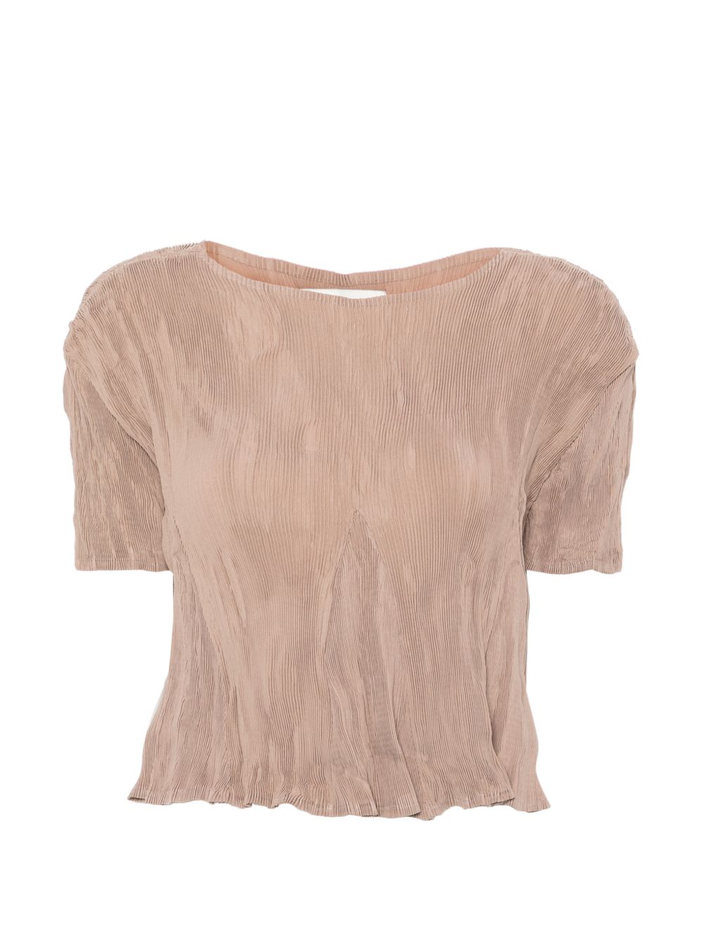 T-SHIRT a maniche corte plissettate in beige Gongdid design - donna 