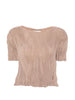 T-SHIRT a maniche corte plissettate in beige Gongdid design - donna