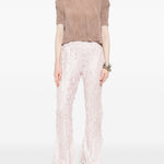 T-SHIRT a maniche corte plissettate in beige Gongdid design - donna 