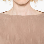 T-SHIRT a maniche corte plissettate in beige Gongdid design - donna 