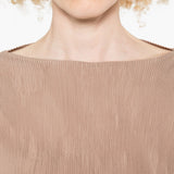 T-SHIRT a maniche corte plissettate in beige Gongdid design - donna 