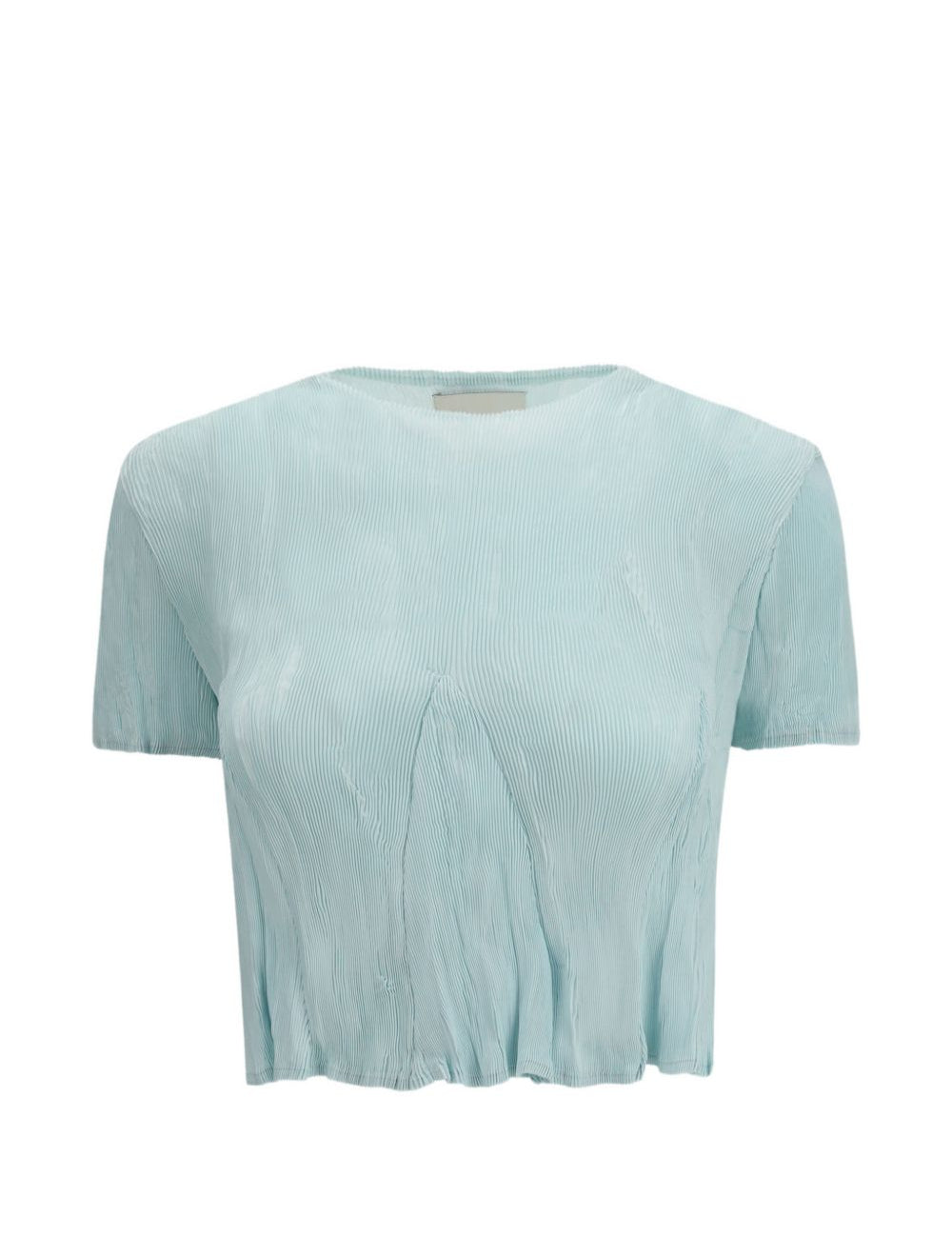 T-SHIRT a maniche corte plissettate in azzurro Gongdid design - donna 