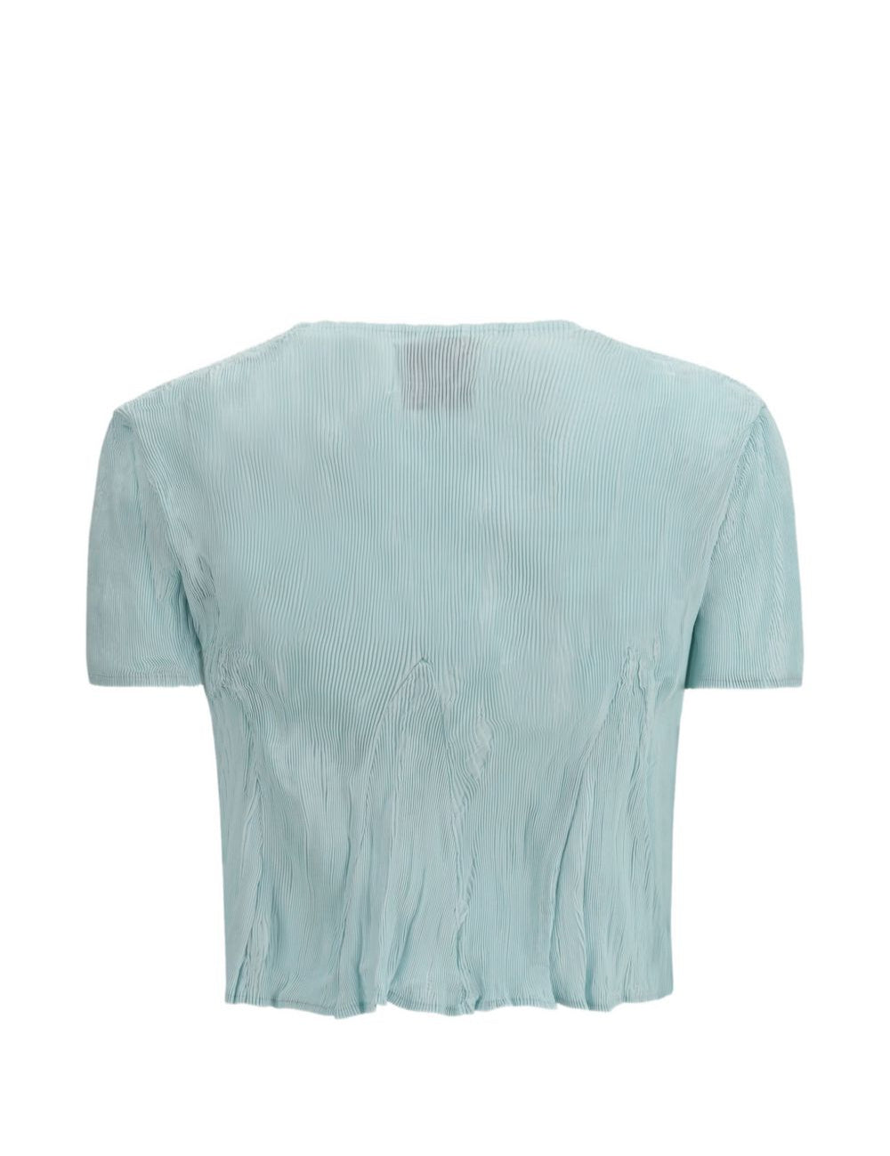T-SHIRT a maniche corte plissettate in azzurro Gongdid design - donna 