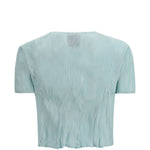 T-SHIRT a maniche corte plissettate in azzurro Gongdid design - donna 