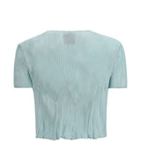 T-SHIRT a maniche corte plissettate in azzurro Gongdid design - donna 