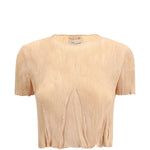 T-SHIRT a maniche corte plissettate in arancione Gongdid design - donna 