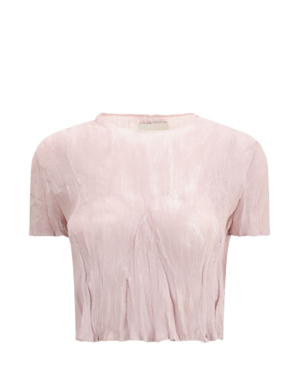 T-SHIRT a maniche corte plissettate in rosa Gongdid design - donna 