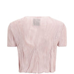 T-SHIRT a maniche corte plissettate in rosa Gongdid design - donna 