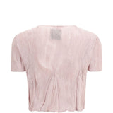 T-SHIRT a maniche corte plissettate in rosa Gongdid design - donna 