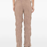 Pantaloni plissettati in marrone gongdid design - donna 