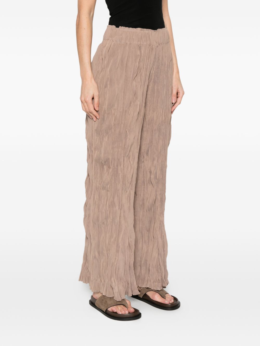 Pantaloni plissettati in marrone gongdid design - donna 