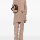 Pantaloni plissettati in marrone gongdid design - donna 
