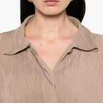 Abito Chemisier corto plissettato in beige GONGDID DESIGN - donna 