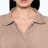 Abito Chemisier corto plissettato in beige GONGDID DESIGN - donna 