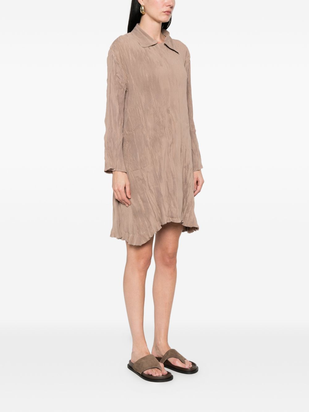 Abito Chemisier corto plissettato in beige GONGDID DESIGN - donna 