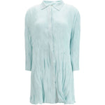 Abito Chemisier corto plissettato in azzurro GONGDID DESIGN - donna 