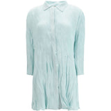 Abito Chemisier corto plissettato in azzurro GONGDID DESIGN - donna 