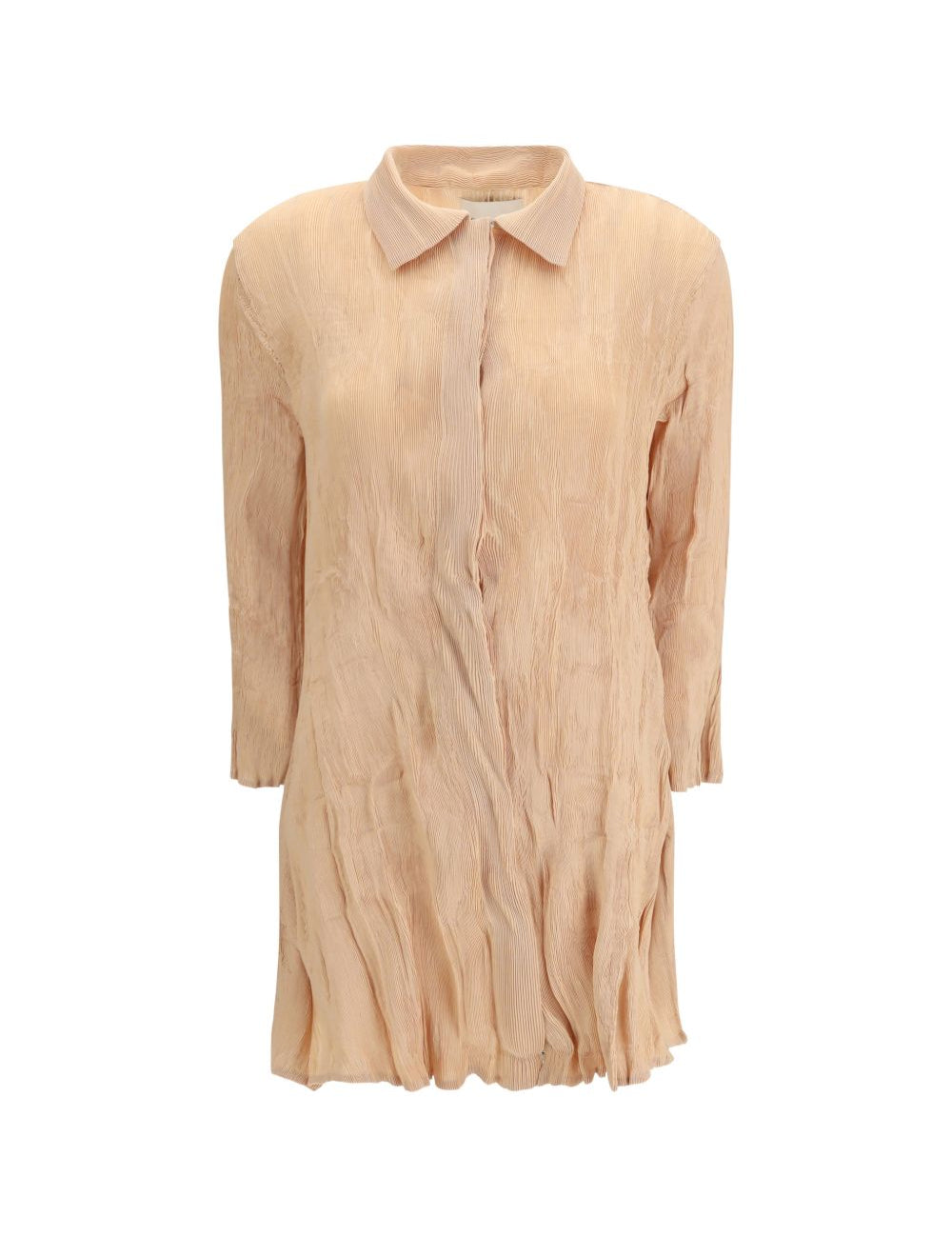 Abito Chemisier corto plissettato in rosa pesca GONGDID DESIGN - donna 