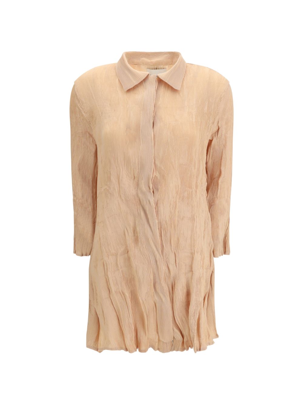 Abito Chemisier corto plissettato in rosa pesca GONGDID DESIGN - donna 