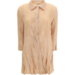 Abito Chemisier corto plissettato in rosa pesca GONGDID DESIGN - donna 