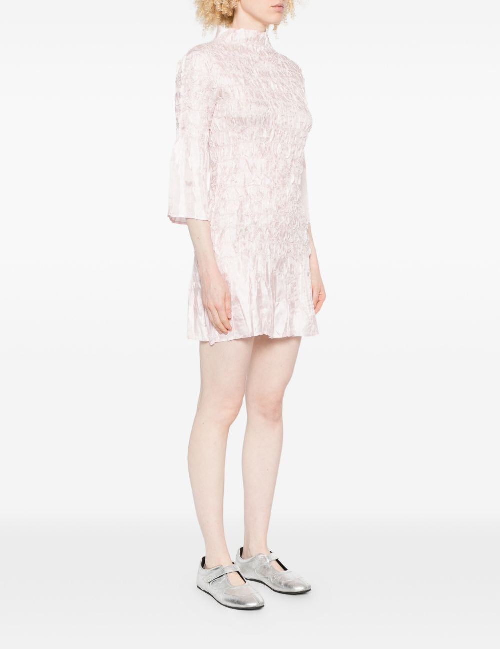 Abito mini con ruches in rosa chiaro GONGDID DESIGN - donna 