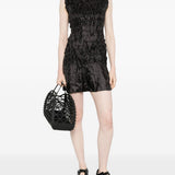 Abito corto con ruches in nero GONGDID DESIGN - donna 