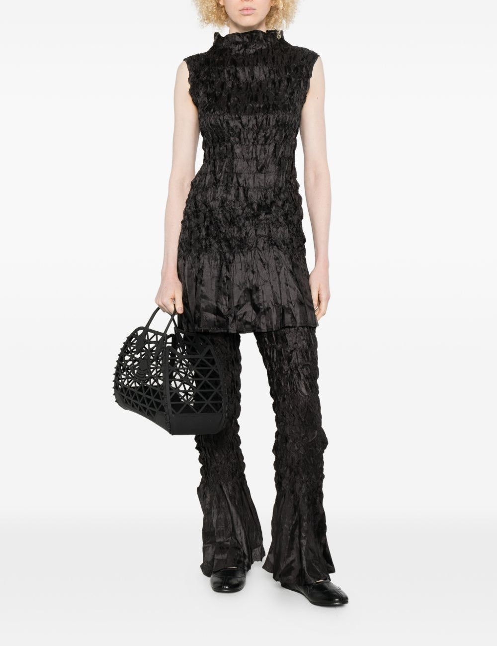 Pantaloni plissettati in nero gongdid design - donna 