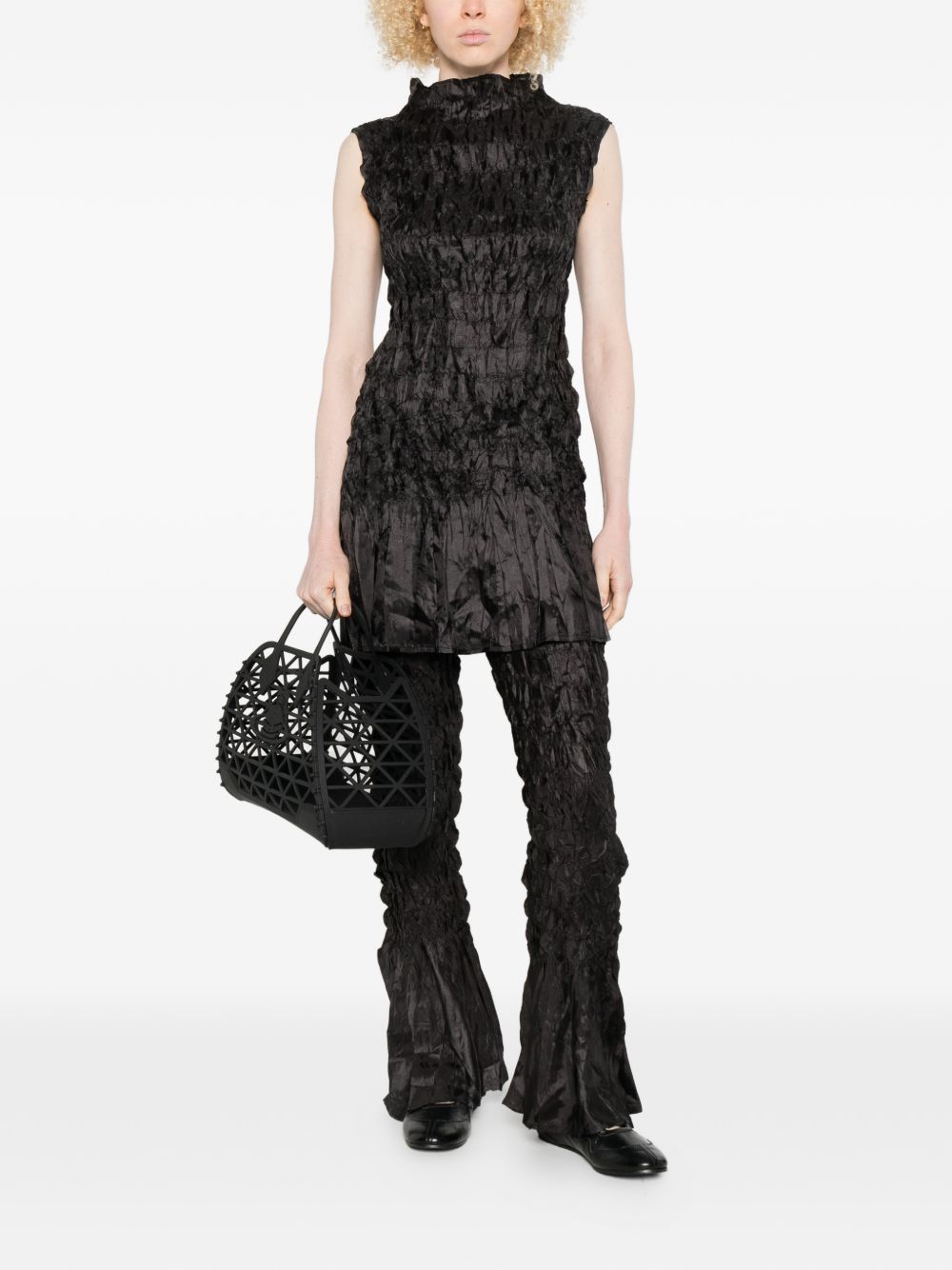 Pantaloni plissettati in nero gongdid design - donna 