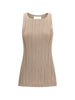Canotta plissettata in beige Gongdid design - donna