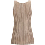 Canotta plissettata in beige Gongdid design - donna 