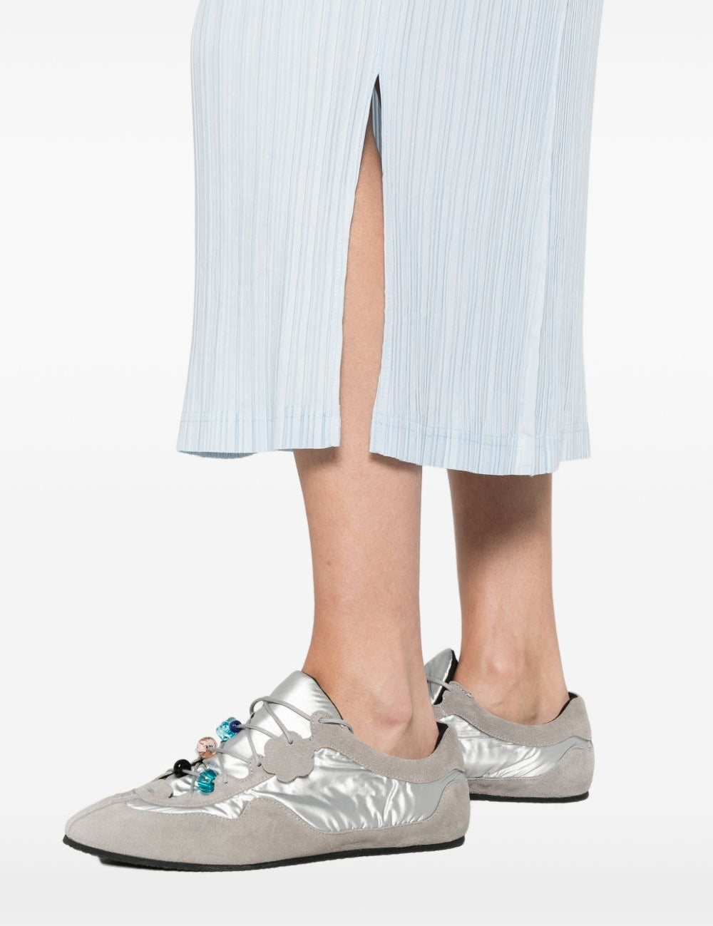 Gonna midi plissé in azzurro GONGDID DESIGN - donna 