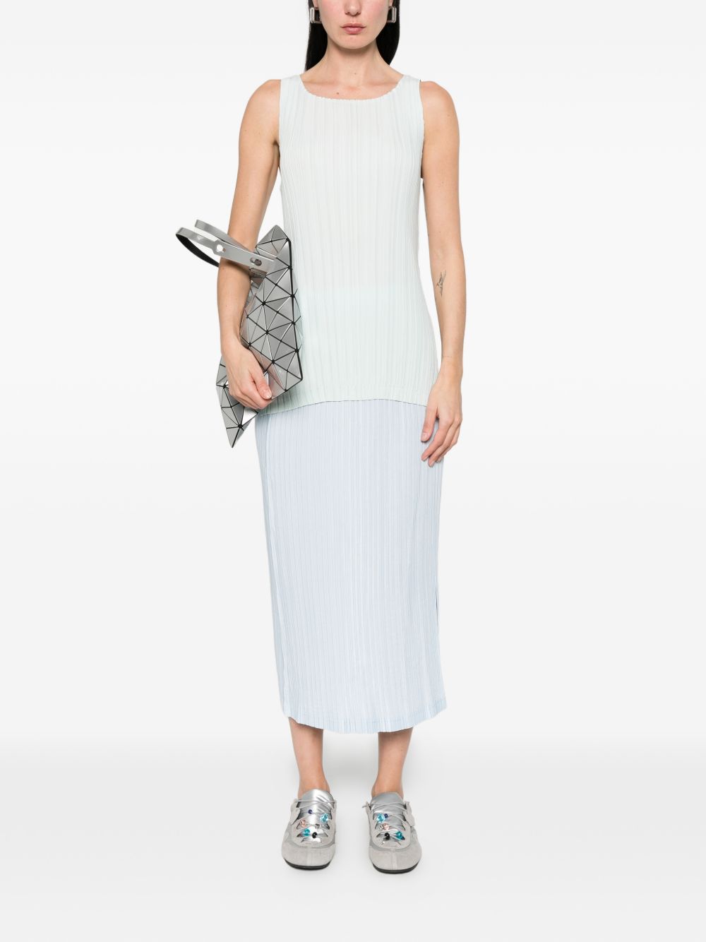Gonna midi plissé in azzurro GONGDID DESIGN - donna 