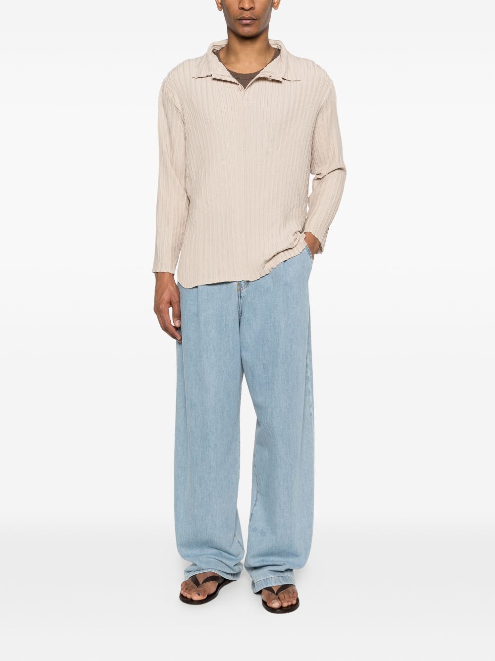 Polo a maniche lunghe in beige Gongdid design - uomo 