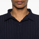 Polo plissettata in blu Gongdid design - uomo 