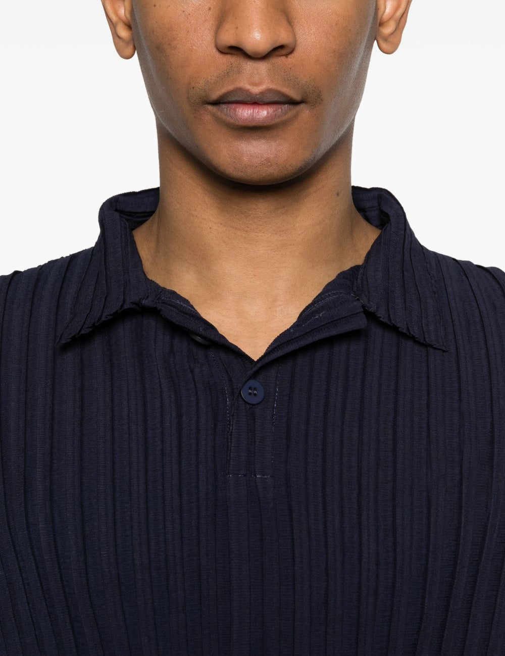 Polo plissettata in blu Gongdid design - uomo 