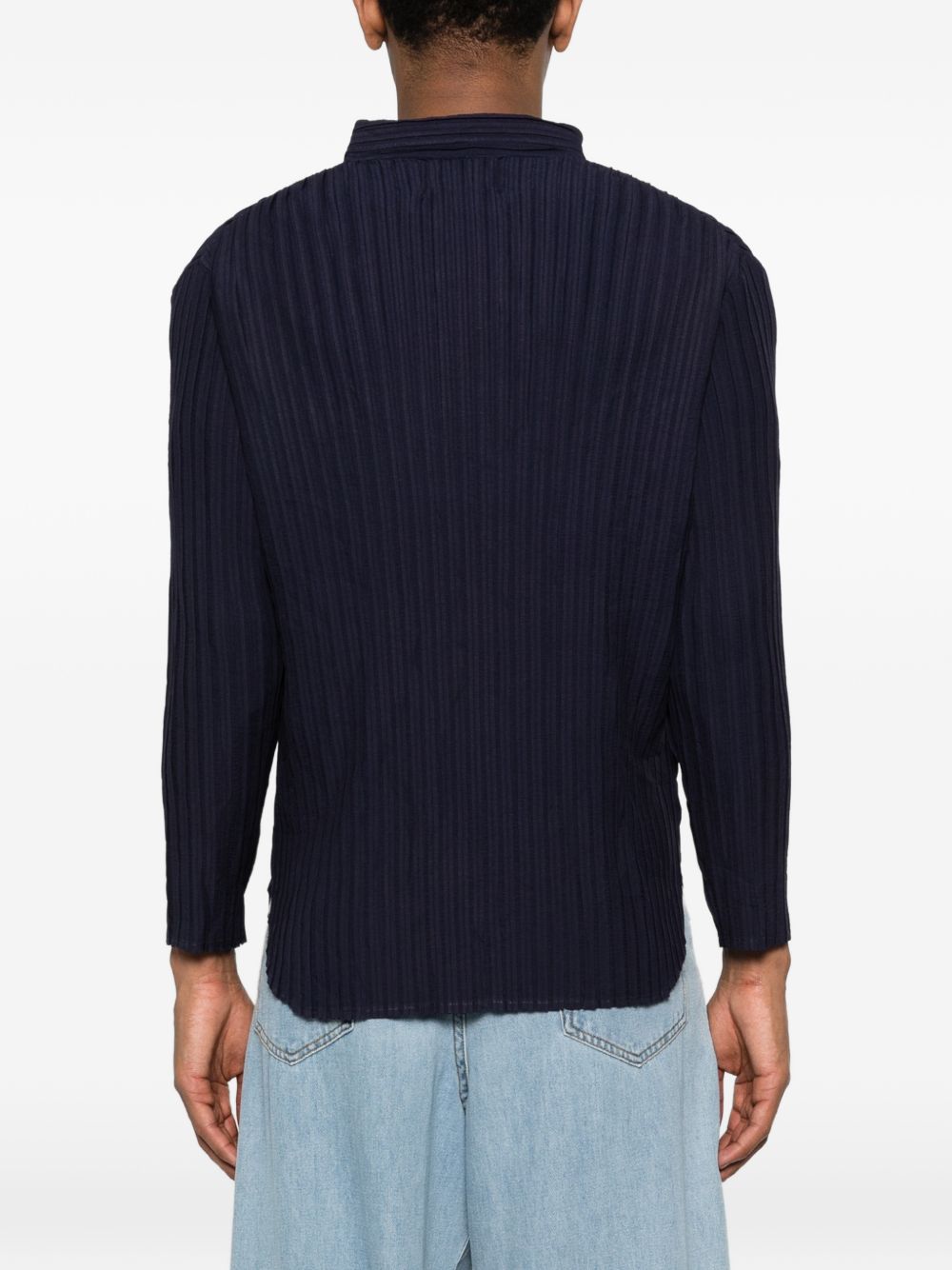 Polo plissettata in blu Gongdid design - uomo 