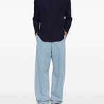 Polo plissettata in blu Gongdid design - uomo 