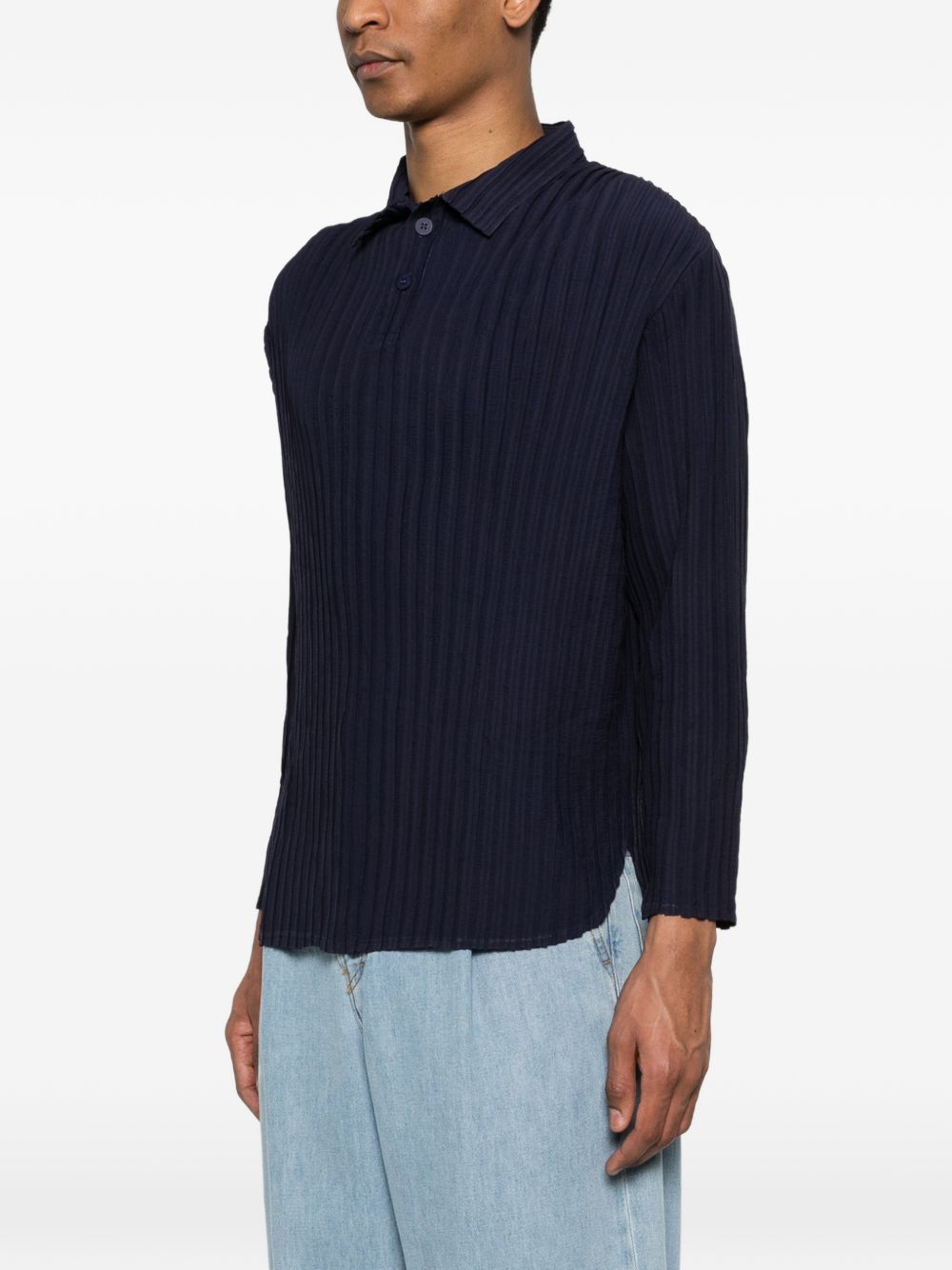 Polo plissettata in blu Gongdid design - uomo 