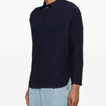 Polo plissettata in blu Gongdid design - uomo 