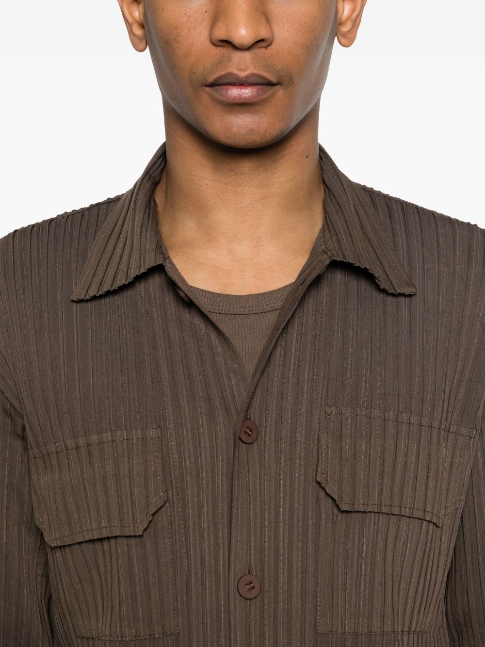 Camicia con taschino in marrone Gongdid design - uomo 