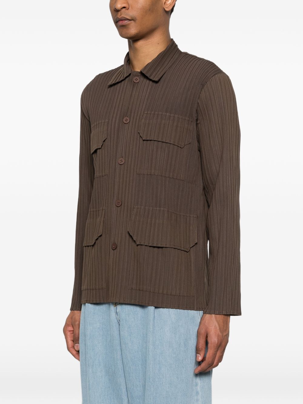 Camicia con taschino in marrone Gongdid design - uomo 