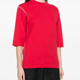 T-shirt a manica corta con impunture in rosso Gr10k - donna 