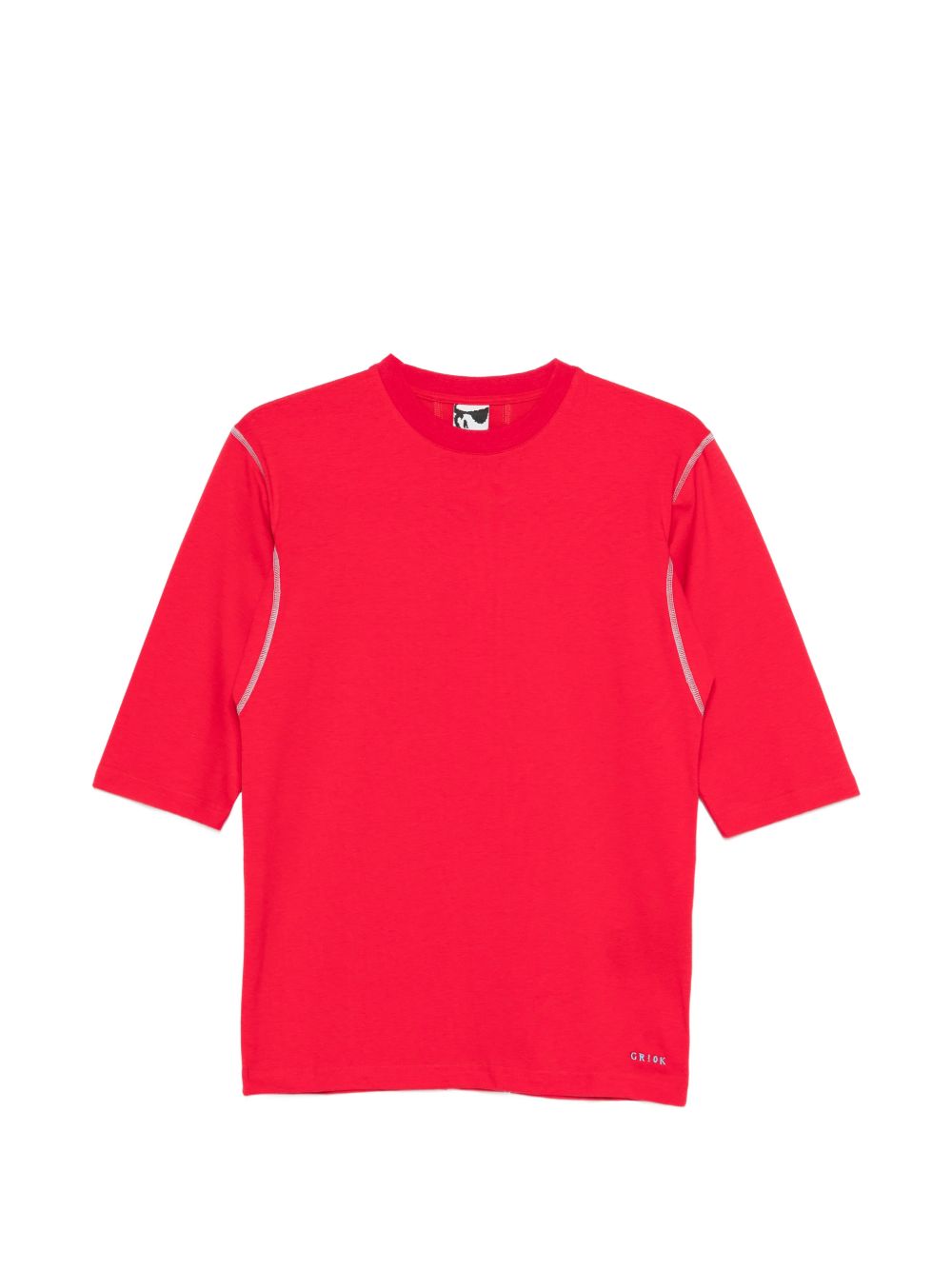 T-shirt a manica corta con impunture in rosso Gr10k - donna 
