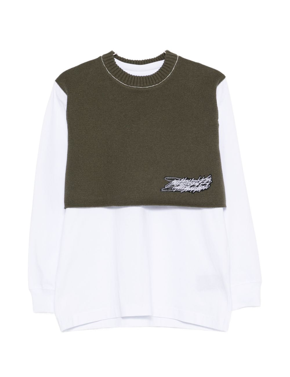 Camicia a strati con gilet in maglia in bianco Gr10k - uomo 