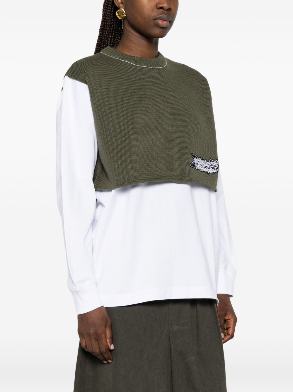 Camicia a strati con gilet in maglia in bianco Gr10k - uomo 