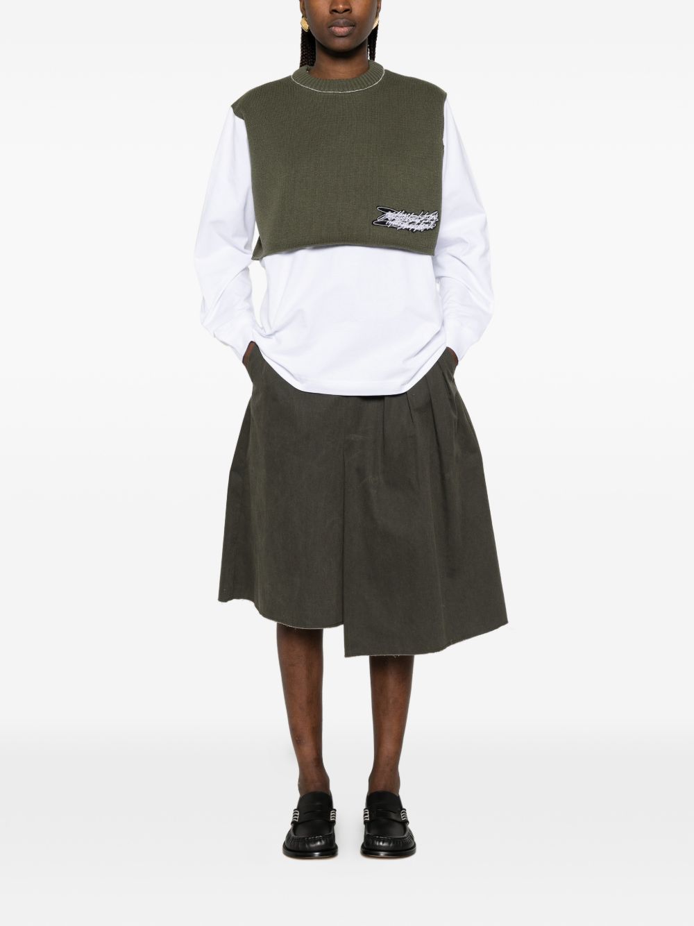 Camicia a strati con gilet in maglia in bianco Gr10k - uomo 