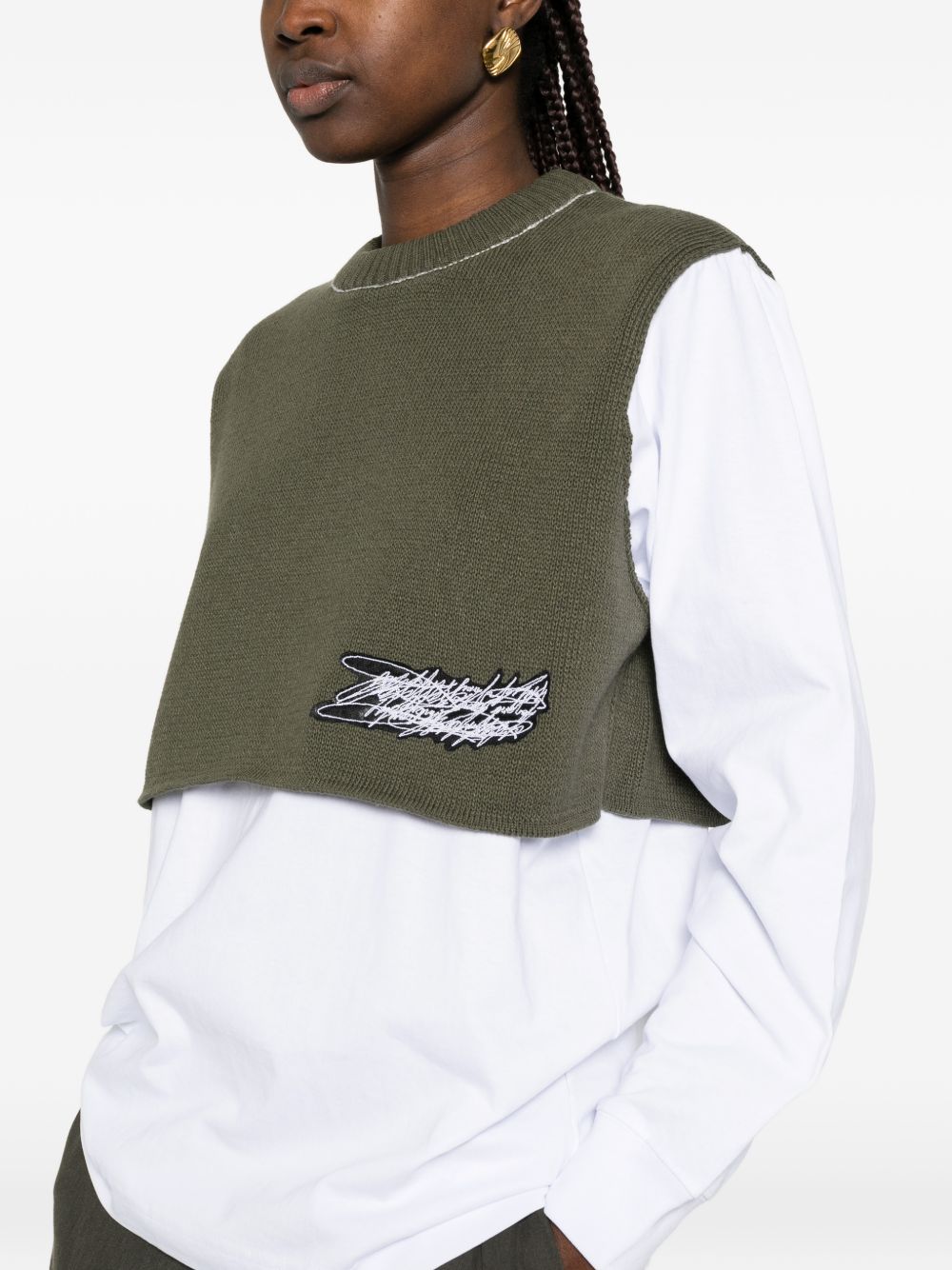 Camicia a strati con gilet in maglia in bianco Gr10k - uomo 