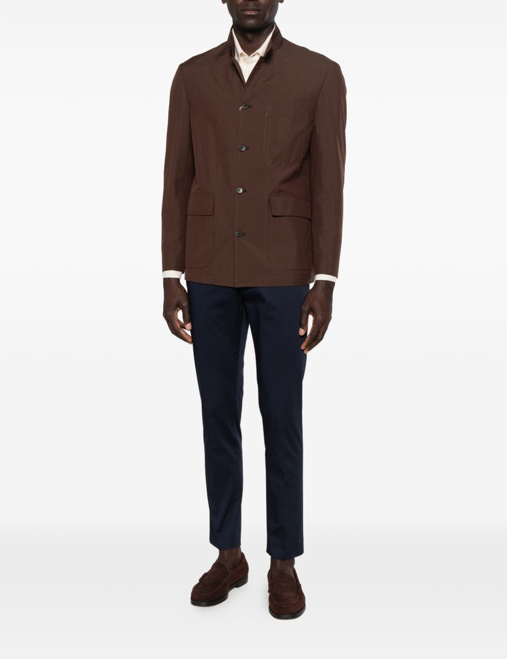 Giacca-camicia con tasche in marrone Grayed - uomo 