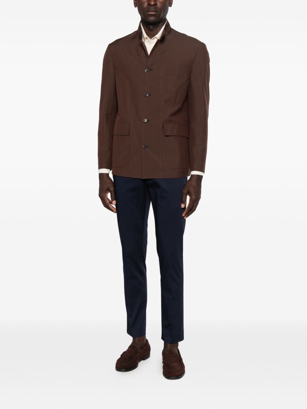 Giacca-camicia con tasche in marrone Grayed - uomo 