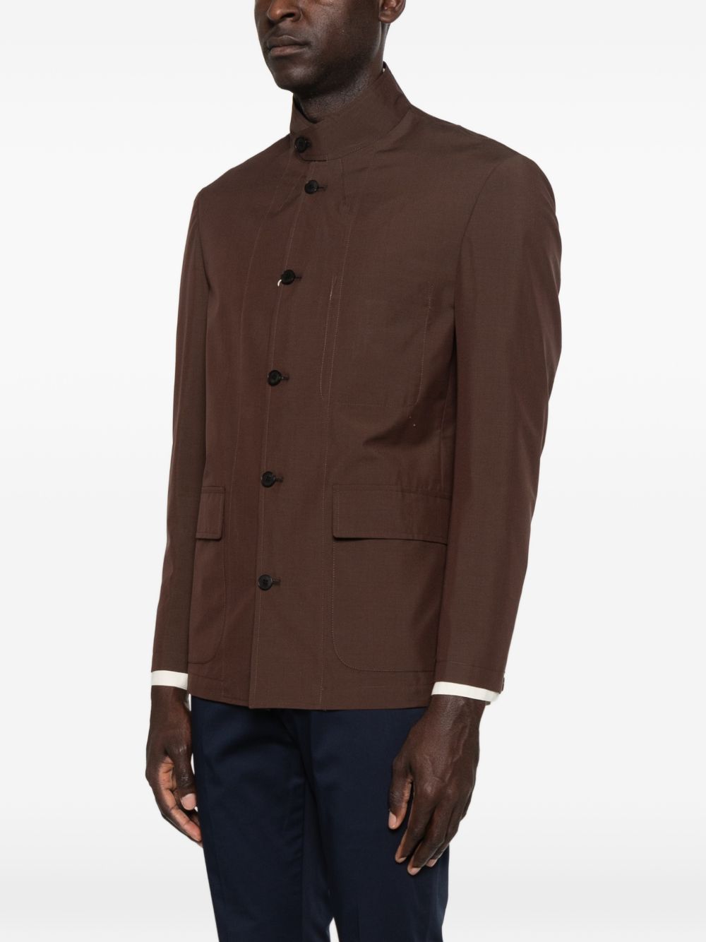 Giacca-camicia con tasche in marrone Grayed - uomo 